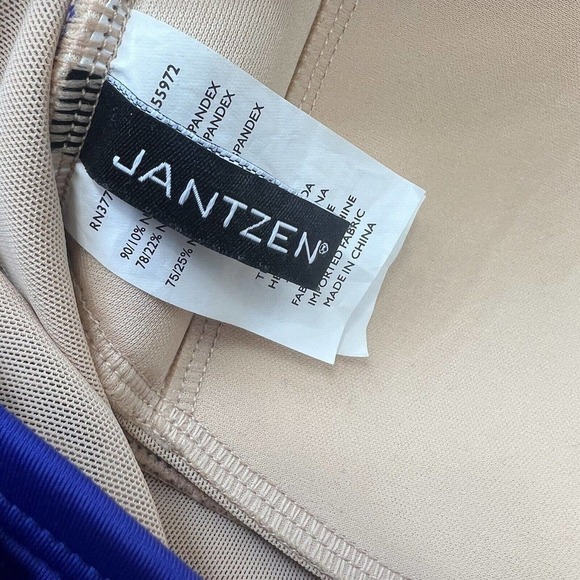 Jantzen Blue Swim Dress Swim Suit One Piece 8 Halter Ruched Soft Cups - Picture 13 of 16